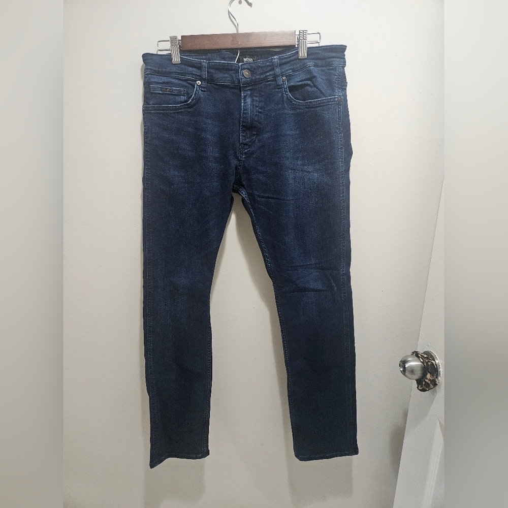 Boss, Hugo- Men's 34X30 Dark Denim Slim Jeans   Black Label